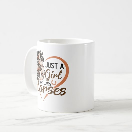 Gewoon een meisje dat van paarden houdt, hartpaard koffiemok (Voorkant links)