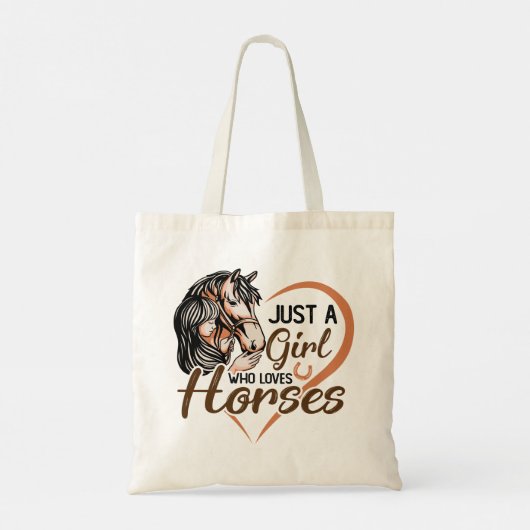 Gewoon een meisje dat van paarden houdt, hartpaard tote bag (Achterkant)