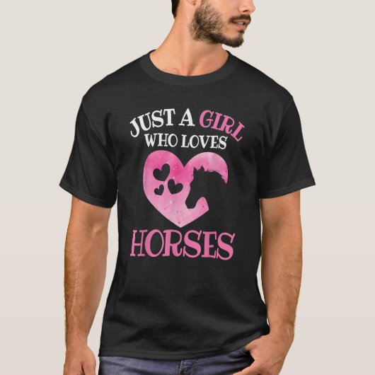 Gewoon een meisje dat van paarden houdt, Horseback T-shirt (Voorkant)