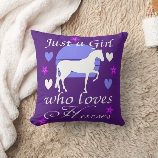 Gewoon een meisje dat van paarden houdt in Paars Kussen (Deken)
