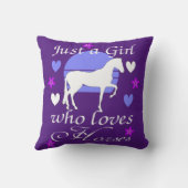 Gewoon een meisje dat van paarden houdt in Paars Kussen (Achterkant)