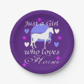 Gewoon een meisje dat van paarden houdt in Paars Papieren Bordje (Voorkant)