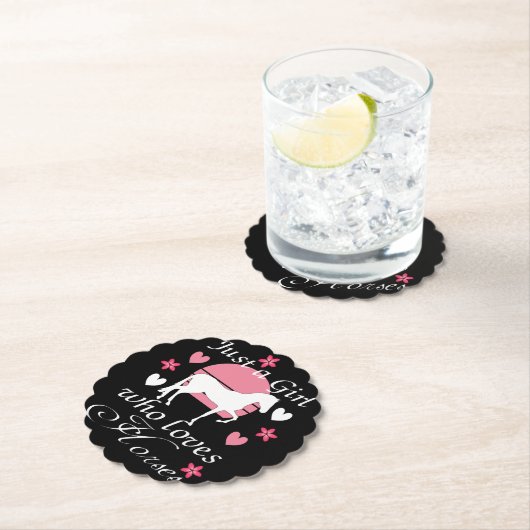 Gewoon een meisje dat van paarden houdt in Roos ro Kartonnen Onderzetters (Insitu)