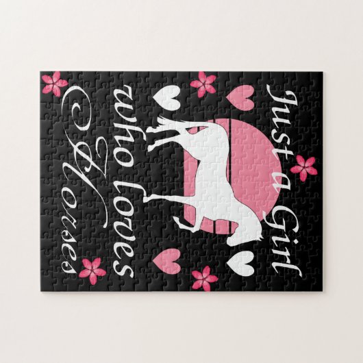 Gewoon een meisje dat van paarden houdt in Roos ro Legpuzzel (Horizontaal)