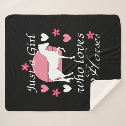 Gewoon een meisje dat van paarden houdt in Roos ro Sherpa Deken (Voorkant (horizontaal))