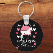Gewoon een meisje dat van paarden houdt in Roos ro Sleutelhanger (Voorkant)