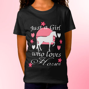 Gewoon een meisje dat van paarden houdt in Roos ro T-shirt