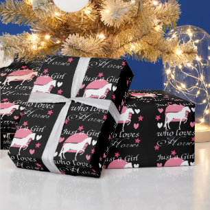 Gewoon een meisje dat van paarden houdt in roze ro cadeaupapier