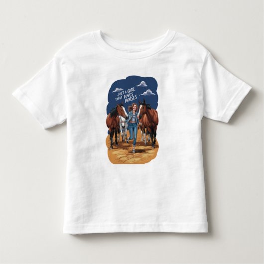 Gewoon een meisje dat van paarden houdt kinder shirts (Voorkant)