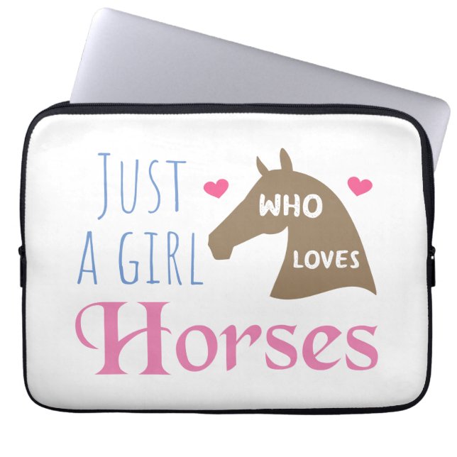 Gewoon een meisje dat van Paarden houdt Laptop Sleeve (Voorkant)