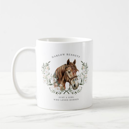 Gewoon een meisje dat van paarden houdt | Monogram Koffiemok (Links)