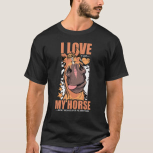 Gewoon een meisje dat van paarden houdt, paardrijd t-shirt