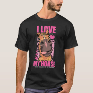 Gewoon een meisje dat van paarden houdt, paardrijd t-shirt