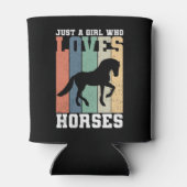 Gewoon een meisje dat van Paarden houdt | Retro  p Blikjeskoeler (Achterkant)