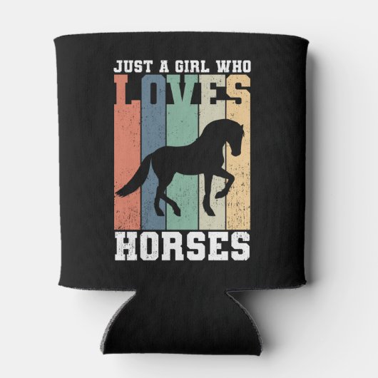 Gewoon een meisje dat van Paarden houdt | Retro  p Blikjeskoeler (Achterkant)