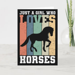 Gewoon een meisje dat van Paarden houdt   Retro  p Kaart