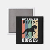 Gewoon een meisje dat van Paarden houdt | Retro  p Magneet (Voorkant / Achterkant)