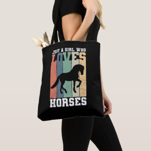 Gewoon een meisje dat van Paarden houdt Retro p Tote Bag