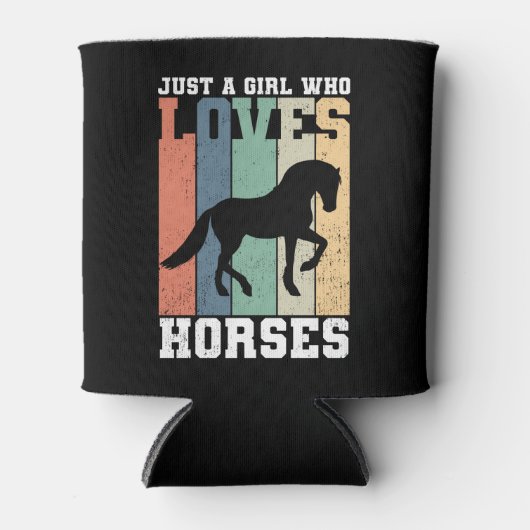 Gewoon een meisje dat van Paarden houdt | Retro Vi Blikjeskoeler (Voorkant)