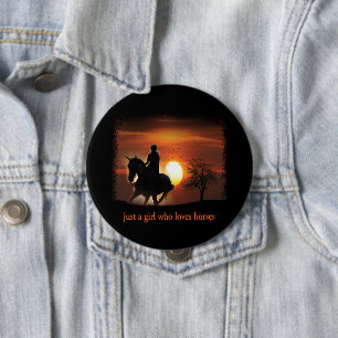 gewoon een meisje dat van paarden houdt ronde button 4,0 cm
