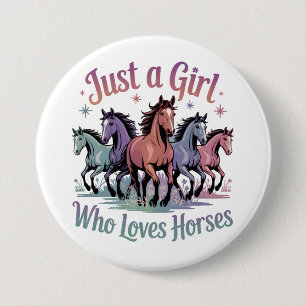Gewoon een meisje dat van paarden houdt ronde button 7,6 cm