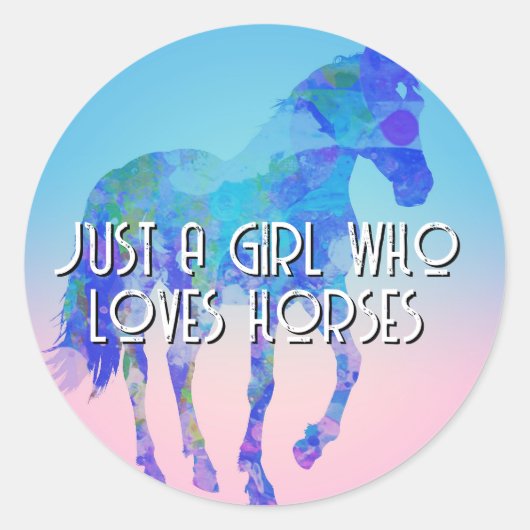 Gewoon een meisje dat van paarden houdt ronde sticker (Voorkant)