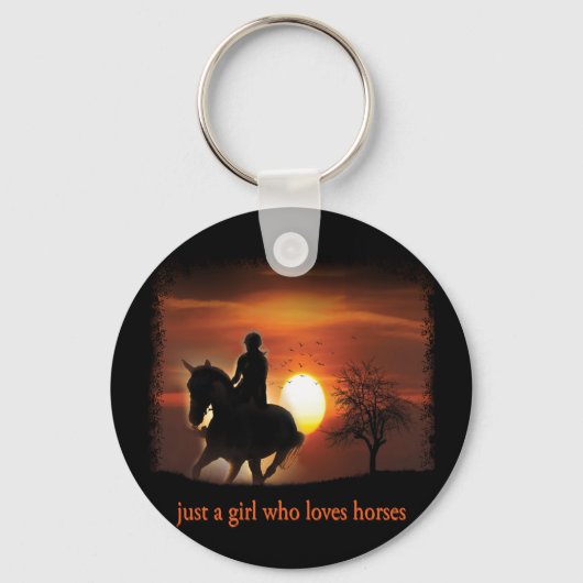 gewoon een meisje dat van paarden houdt sleutelhanger (Voorkant)