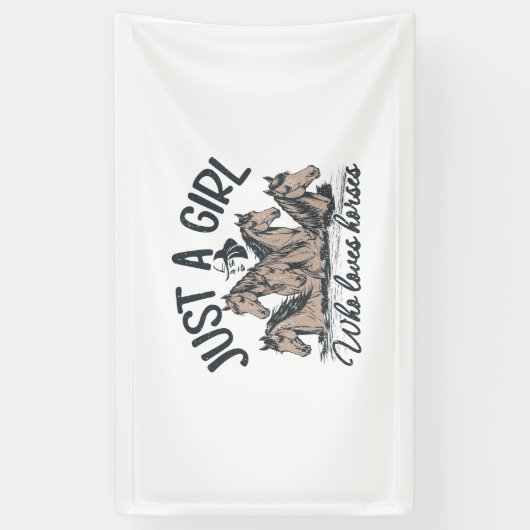 Gewoon een meisje dat van paarden houdt spandoek (Verticaal)