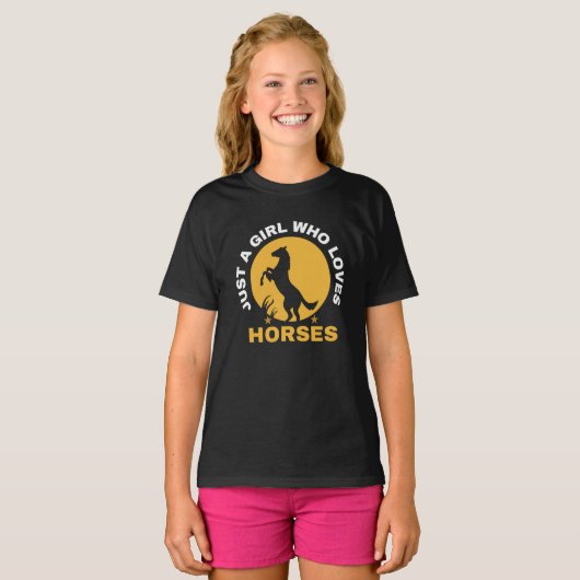 gewoon een meisje dat van paarden houdt t-shirt (Voorkant volledig)