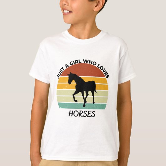 Gewoon een meisje dat van paarden houdt t-shirt (Voorkant)