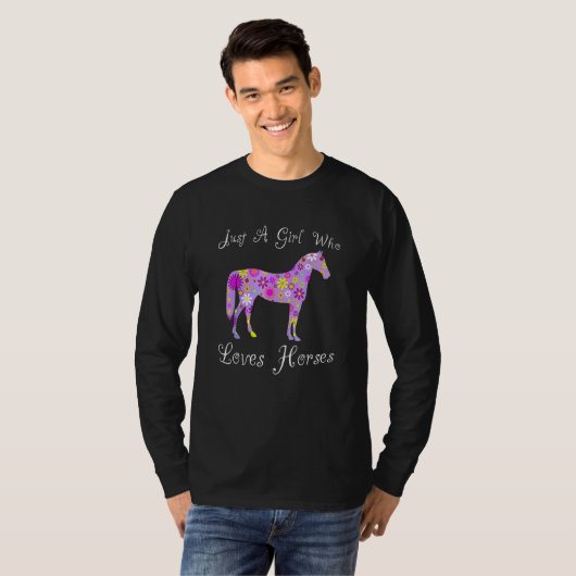 Gewoon een meisje dat van paarden houdt t-shirt (Voorkant volledig)