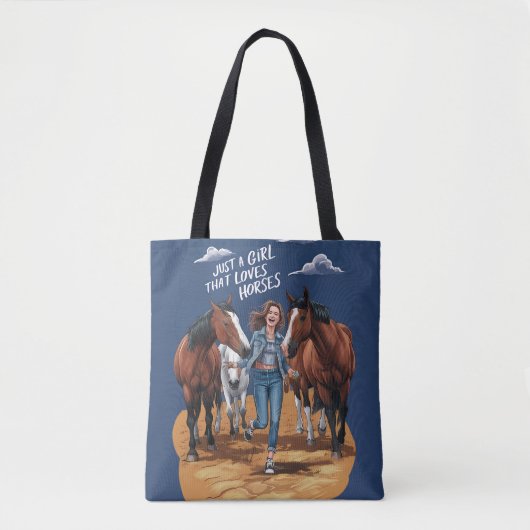 Gewoon een meisje dat van paarden houdt tote bag (Voorkant)