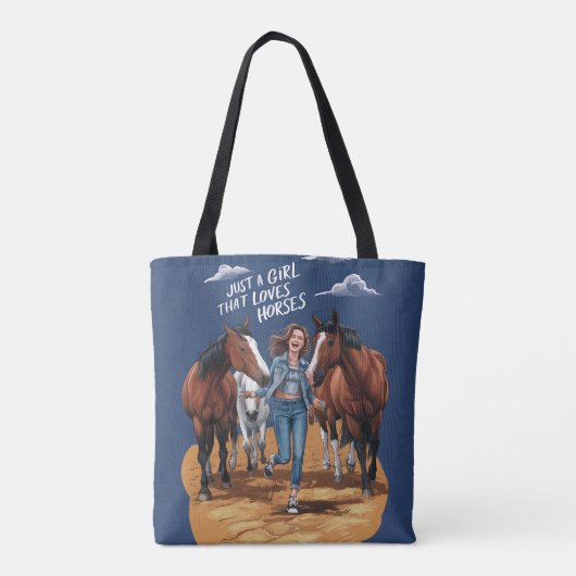 Gewoon een meisje dat van paarden houdt tote bag (Achterkant)