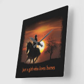 gewoon een meisje dat van paarden houdt vierkante klok (Hoek)