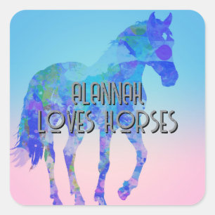 Gewoon een meisje dat van paarden houdt vierkante sticker
