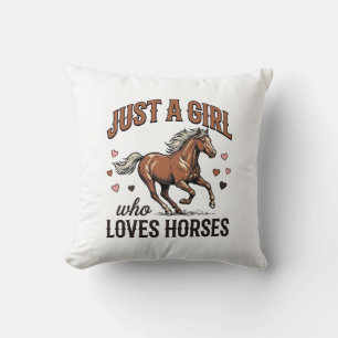 Gewoon Een Meisje Dat Van Paarden Houdt Vintage Pa Kussen