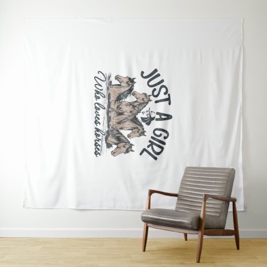 Gewoon een meisje dat van paarden houdt wandkleed (In Situ (horizontaal))