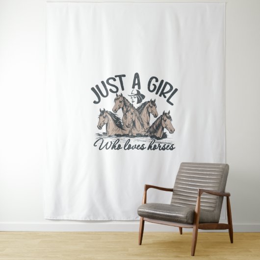 Gewoon een meisje dat van paarden houdt wandkleed (In situ)