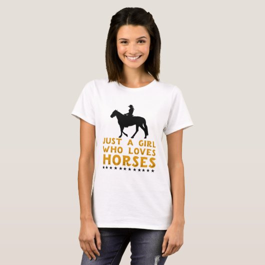 Gewoon een meisje dat van paarden houdt - Western  T-shirt (Voorkant volledig)