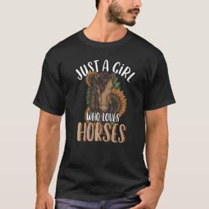 Gewoon een meisje dat van paarden houdt, zonnebloe t-shirt