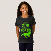 Gewoon een meisje dat van Paarden Neon houdt T-shirt (Voorkant volledig)