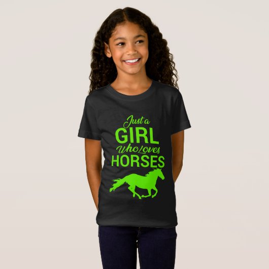 Gewoon een meisje dat van Paarden Neon houdt T-shirt (Voorkant volledig)