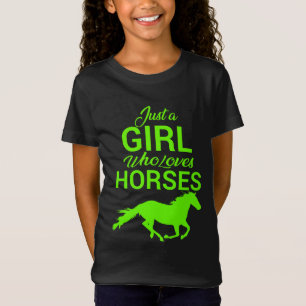 Gewoon een meisje dat van Paarden Neon houdt T-shirt