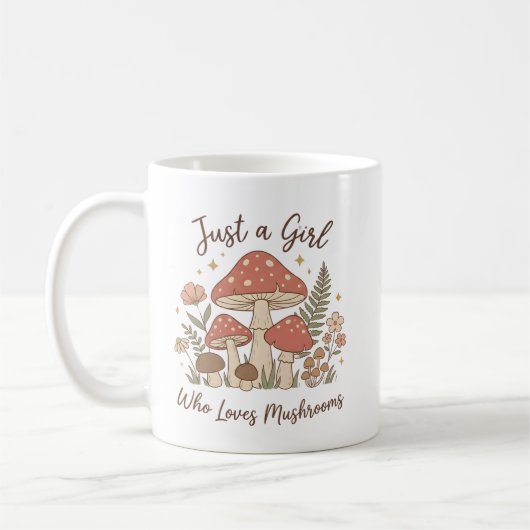 Gewoon een meisje dat van paddenstoelen houdt mok (Links)
