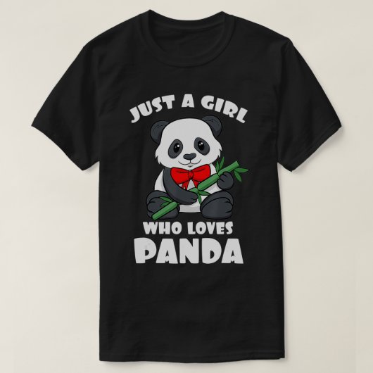 Gewoon een meisje dat van Panda Bamboo Black Patch T-shirt (Design voorkant)