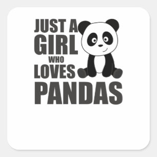 Gewoon een meisje dat van Pandas houdt, die  diere Vierkante Sticker