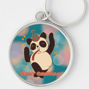 Gewoon een meisje dat van panda's kerstfeest houdt sleutelhanger