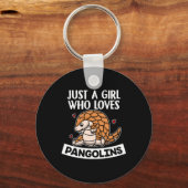 Gewoon een meisje dat van Pangolins Pangolin Costu Sleutelhanger (Voorkant)