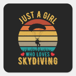 gewoon een meisje dat van parachutespringen houdt vierkante sticker