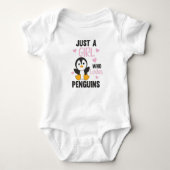 Gewoon een meisje dat van Penguins houdt, Cute Pen Romper (Voorkant)